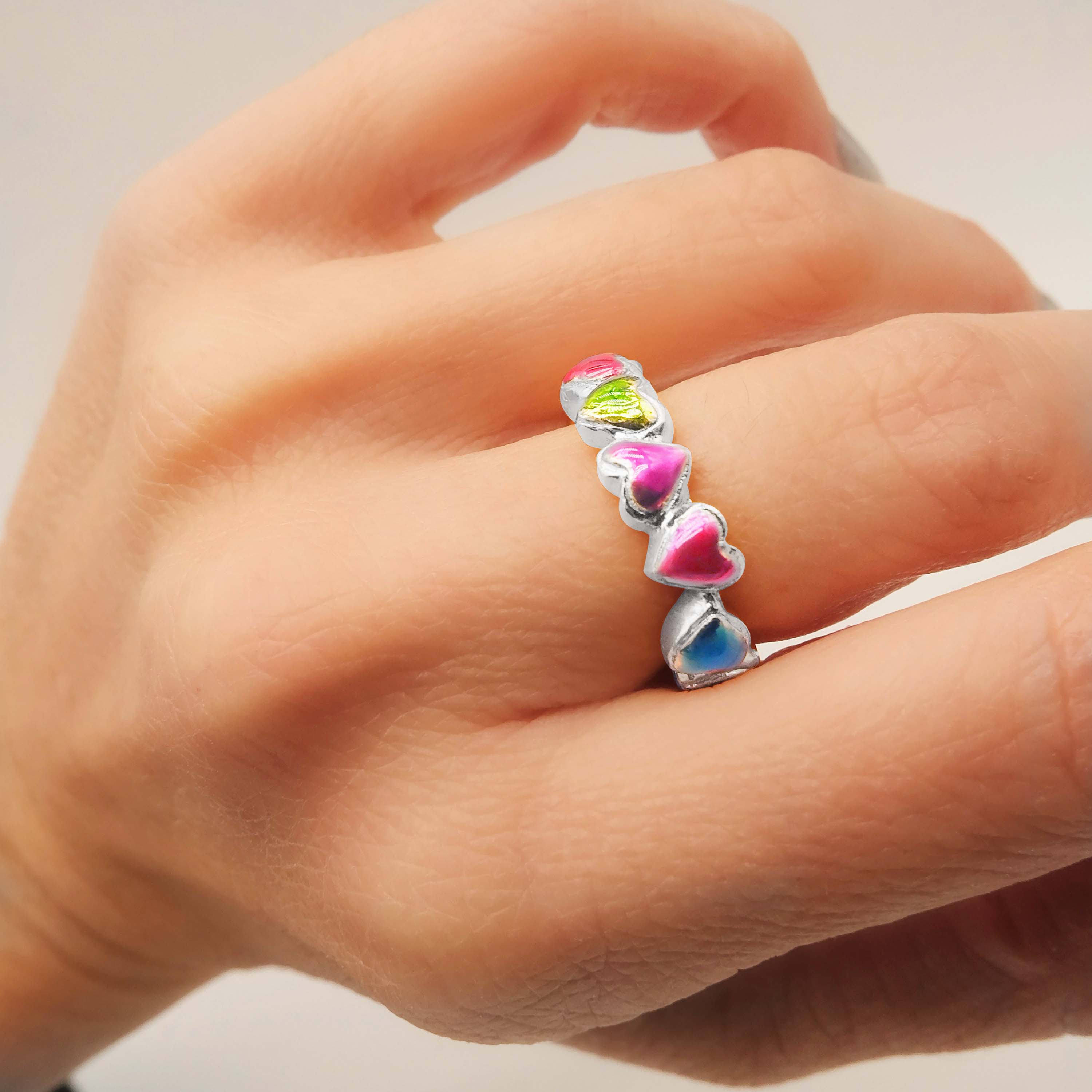 Anillo Steel Hearts Plata