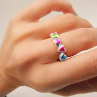 Anillo Steel Hearts Plata