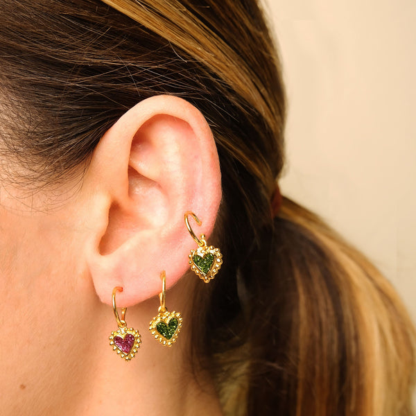 Candongas Baby Beating Hearts Glitter