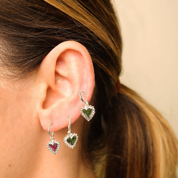 Candongas Baby Beating Hearts Glitter Plata