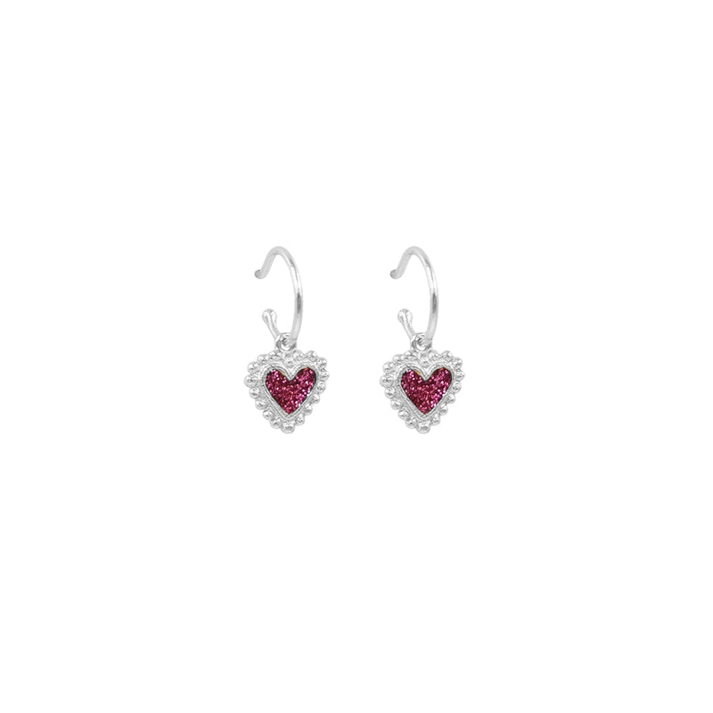 Candongas Baby Beating Hearts Glitter Plata