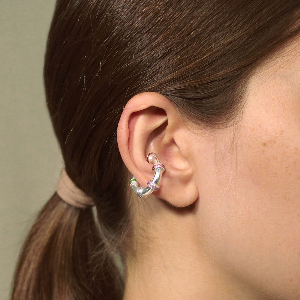 Earcuff Chunky Glitter Plata